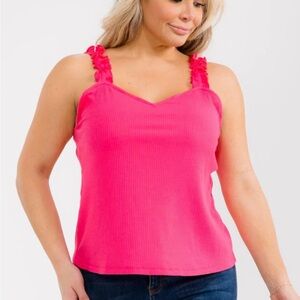 Sugarlips Fuchsia Tank Top with Ruffle Straps